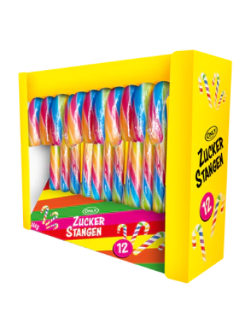 Конфеты трости Only Candy canes Rainbow 144 г (12 x 12 г) радуга