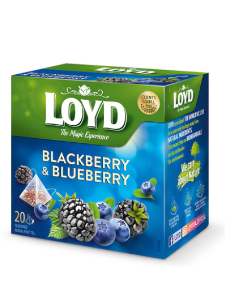 Фруктовый чай Loyd blackberry & blueberry pyramid 20 х2 г ежевика черника