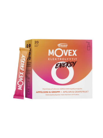 Электролитный напиток MOVEX ELEKTROLYYTTIJUOMAJAUHE ENERGY 20 шт со вкусом свежего апельсина и грейпфрута
