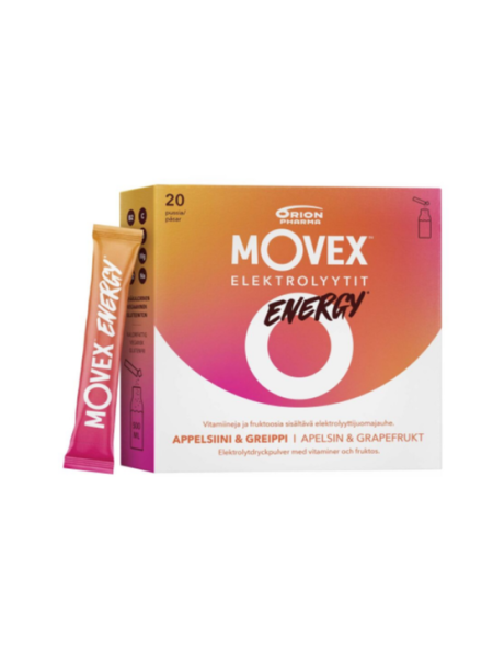 Электролитный напиток MOVEX ELEKTROLYYTTIJUOMAJAUHE ENERGY 20 шт со вкусом свежего апельсина и грейпфрута