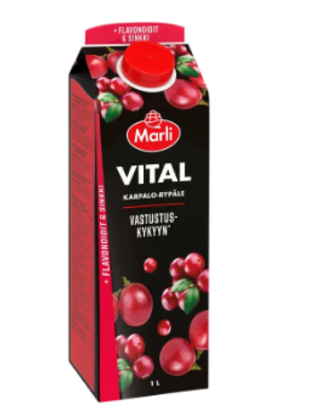 Сокосодержащий напиток Marli Vital 1 л клюква-виноград + цинк и витамин С