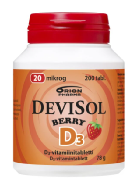 Витамины DeviSol D3 Berry 20 mkg 200 шт со вкусом клубники
