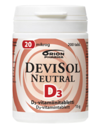 Витамины D с нейтральным вкусом DEVISOL NEUTRAL 20 MIKROG 200 капсул