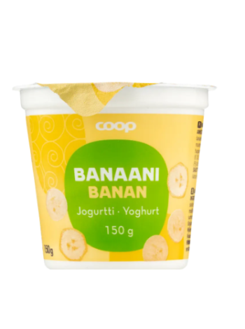 Йогурт Coop banaanijogurtti 150г банан
