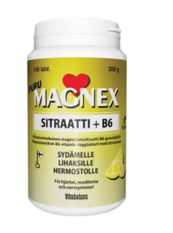 Жевательные таблетки Magnex Sitraatti 375 мг + витамин В6 100 таб лимонный вкус 