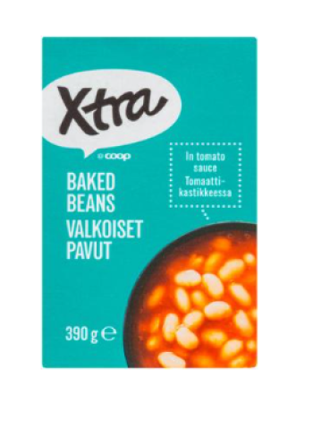 Белая фасоль в томатном соусе Xtra Valkoiset pavut tomaattikastikkeessa 390 г