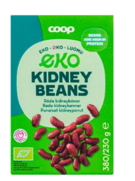 Органическая красная фасоль в рассоле Coop kidneypavut suolaliemessä luomu 380/230 г