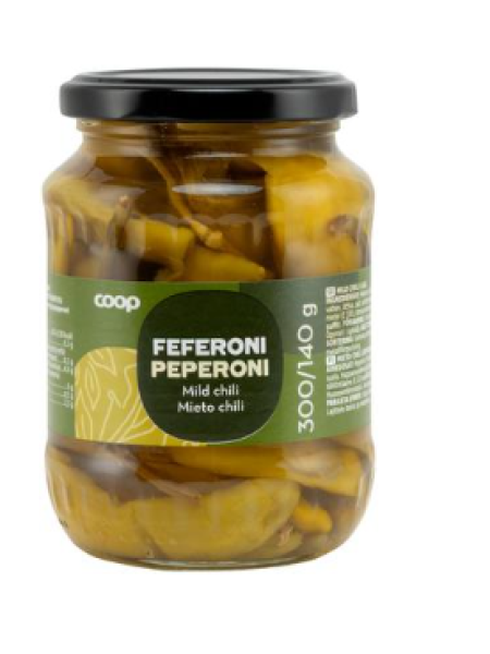 Перец пепперони маринованный Coop Peperoni mieto chili 300 / 140 г