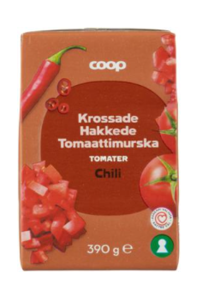 Измельченные помидоры с перцем чили Coop tomaattimurska chili 390г