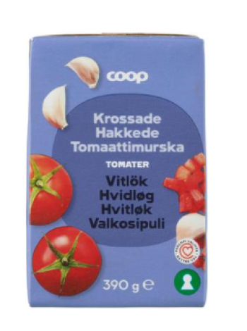 Измельченные помидоры с чесноком Coop tomaattimurska valkosipuli 390г