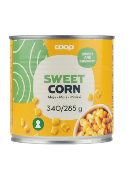 Кукуруза в соляном бульоне Coop Sweet Corn 340/285 г в ж/б