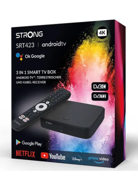 Медиаплеер - приставка Strong SRT423 4K + DVB-T2/C Wi-Fi 4K Android TV 