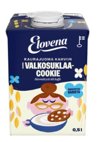 Овсяный напиток для кофе и печенья с белым шоколадом Elovena valkosuklaa cookie 0,5 л