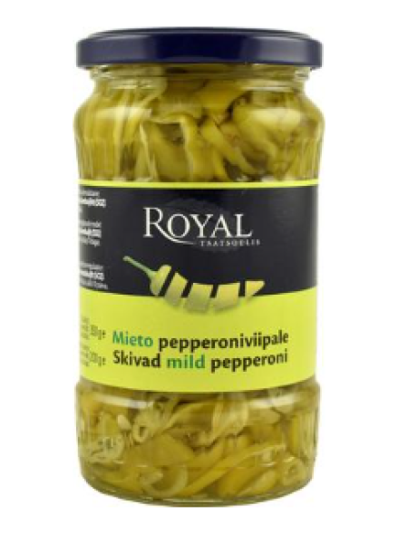 Зеленый перец пепперони Royal mieto viipaloitu pepperoni 350/200г  не острые