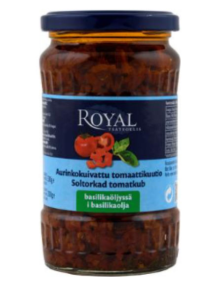 Вяленые томаты в базиликовом масле Royal aurinkokuivattu tomaattikuutio basilikaöljyssä 330/200 г