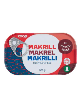 Филе скумбрии в томатном соусе  Coop makrillifilee 125г