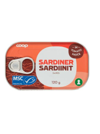 Сардины в томате Coop Sardiinit Tomaattikastikkeessa 120 г 
