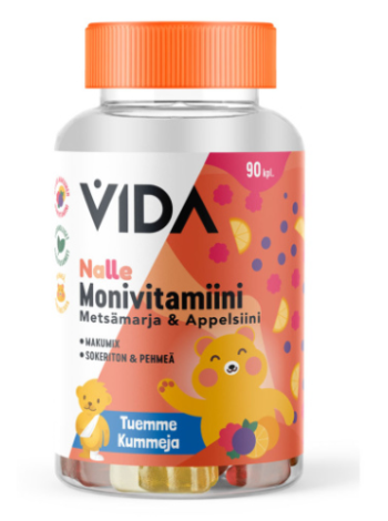 Мультивитамины для детей Vida Nalle Multivitamin 120 таб лесные ягоды и апельсин