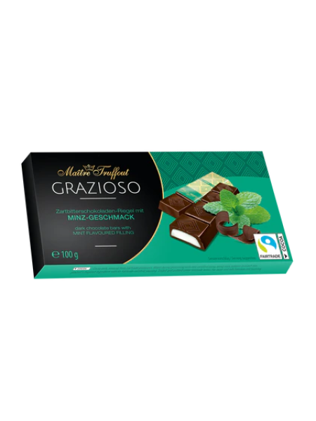 Темный шоколад со вкусом мяты Maitre Truffout 8x12,5г
