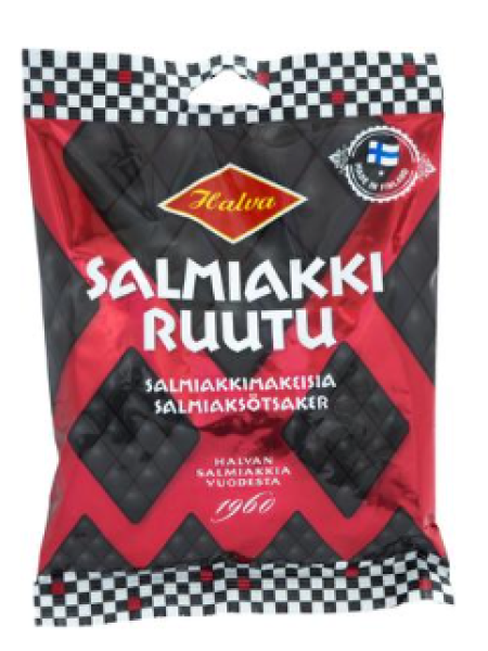 Классические конфеты с лакрицей Halva Salmiakkiruutu 170г