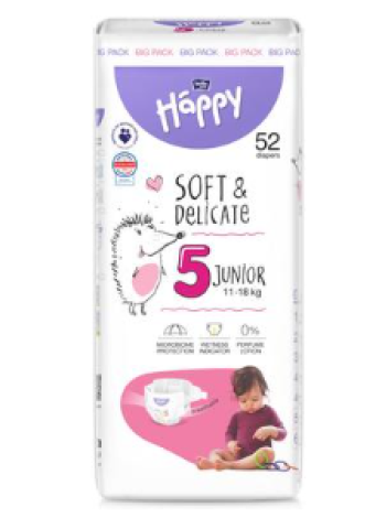 Подгузники Happy Bella Junior размер 5 52 шт 11-18 кг