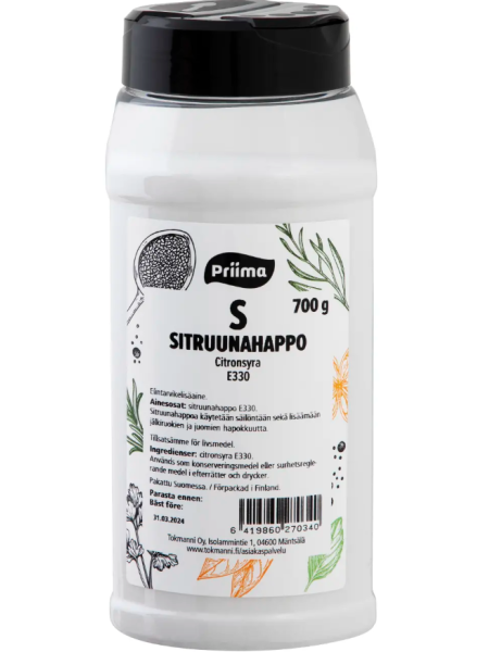 Лимонная кислота Priima Sitruunahappo 700 г