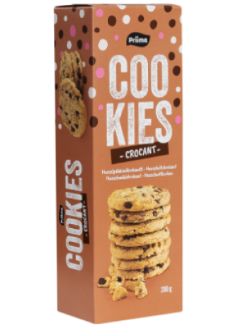 Шоколадное хрустящее печенье Priima Cookies krokantti 200г