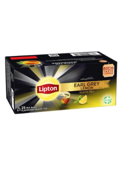 Чай черный пакетированный LIPTON Rich Earl Grey Lemon с лимоном 25шт 