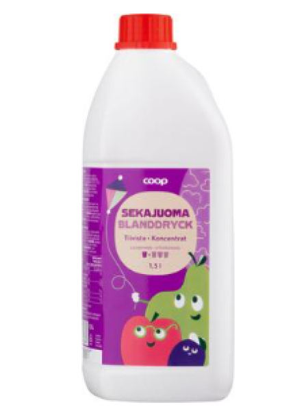 Концентрированный сокосодержащий напиток Coop sekajuomatiiviste 1+3 1,5л