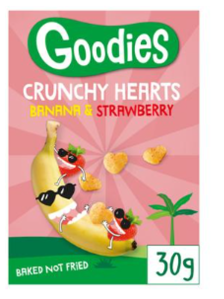 Чипсы кукурузные Goodies Crunchy Hearts Banana & Strawberry с бананом и клубникой 30 г