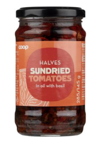 Половинки вяленых томатов в масле Coop 285/145 г