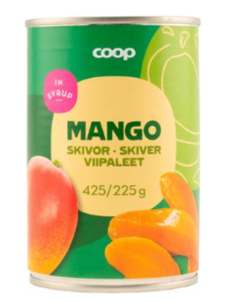 Ломтики манго в сахарном сиропе Coop mangoviipaleet sokeriliemessä 425/225г