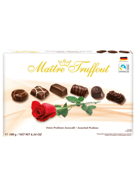 Подарочное ассорти шоколадных конфет пралине Maître Truffout Rose 180г 