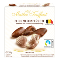 Шоколадные конфеты мини пралине Maître Truffout 50г ракушки