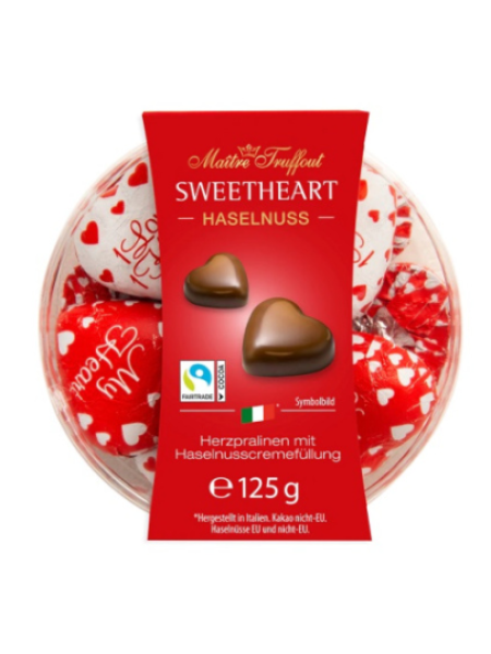 Конфеты в виде сердечек из молочного шоколада с начинкой из орехового крема Maître Truffout 125г