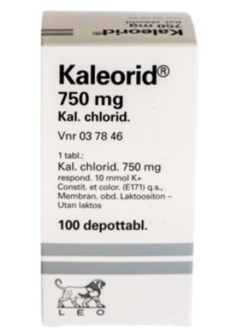Препарат для замещения повышенного выведения калия из организма KALEORID 750mg 100таб