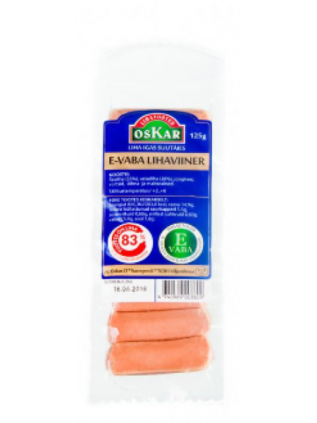 Сосиски натуральные OSKAR Lihaviiner E-vaba 125г