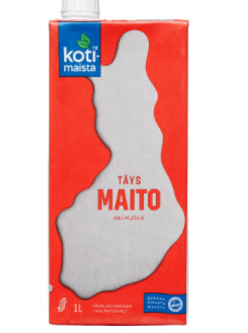 Молоко цельное низколактозное Kotimaista täysmaito 3,5% 1л UHT