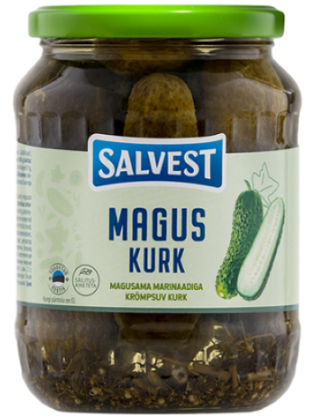 Огурцы в сладком маринаде SALVEST Magus kurk 675/360г