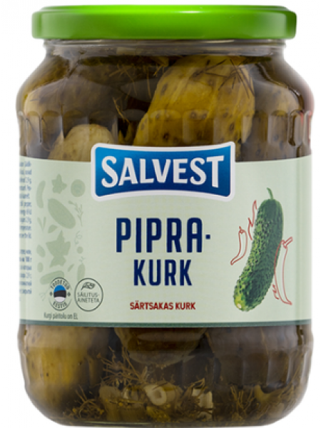 Огурцы маринованные с перцем чили SALVEST Piprakurk 675/360г