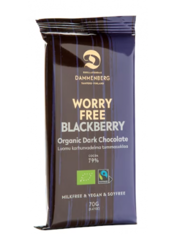 Органический темный шоколад Dammenberg luomu Worry Free BlackBerry 70г с малиной