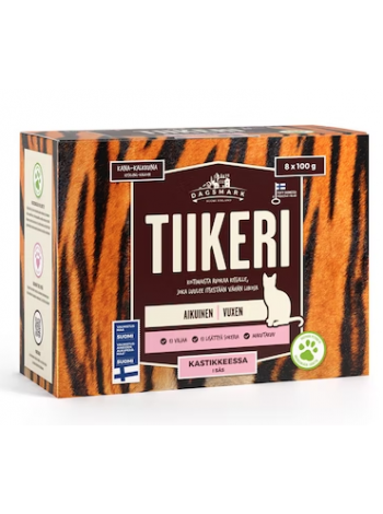 Влажный корм для кошек с курицей и индейкой в ​​соусе Dagsmark TIIKERI 8 x 100г