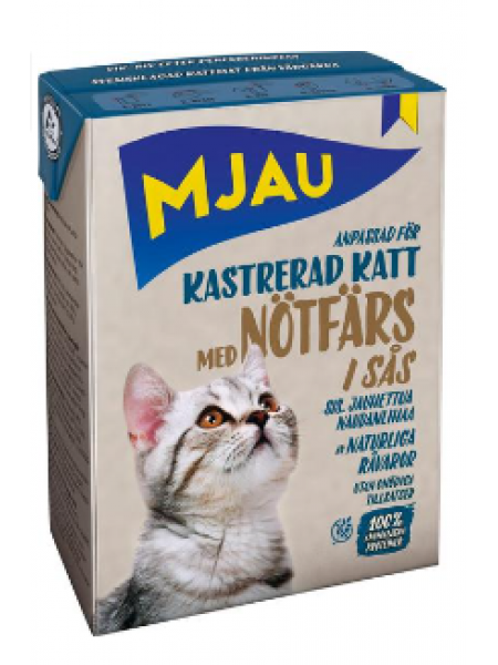 Влажный корм для кастрированных котов Mjau 370г Фарш из говядины в соусе