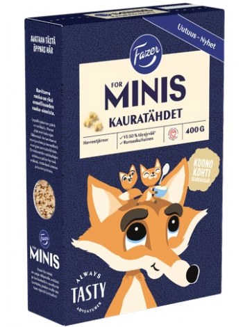 Цельнозерновые овсяные звездочки Fazer Minis kauratähdet 400г