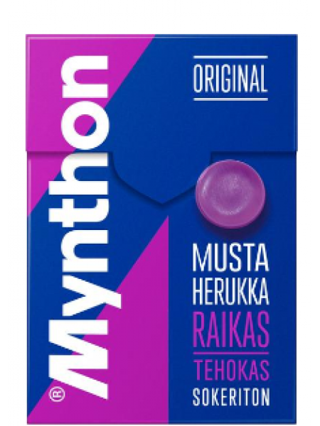 Концентрированные леденцы от боли в горле Mynthon Mustaherukka kurkkupastilli 85г черная смородина