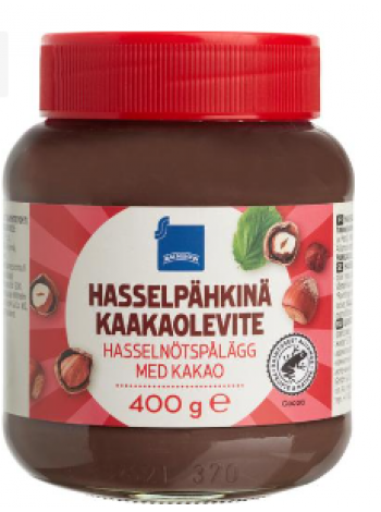 Шоколадная паста с лесным орехом и какао Rainbow Hasselpähkinä-Kaakaolevite 400г