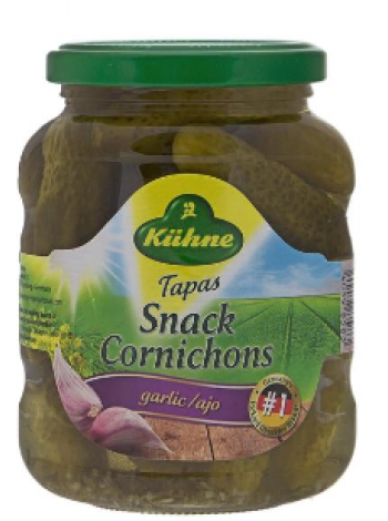 Соленые маленькие огурцы с чесноком Kühne pikkusuolakurkut valkosipuli 370г