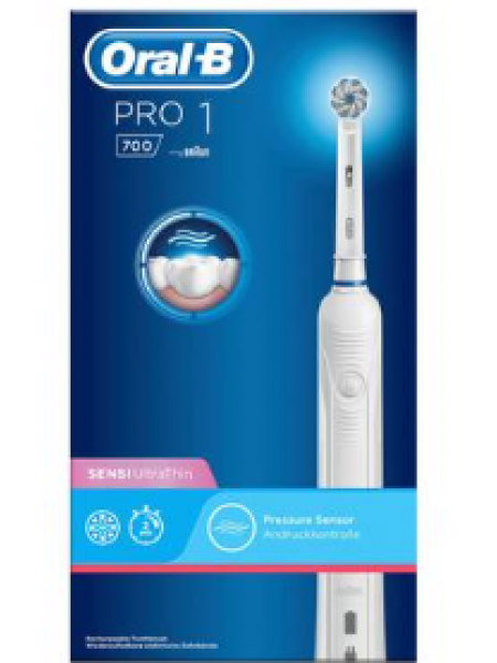 Ультратонкая электрическая зубная щетка Oral-B PRO1 700 White Sensi