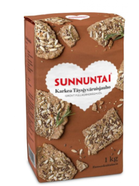 Цельнозерновая ржаная мука грубого помола Sunnuntai karkea täysjyväruisjauho 1кг