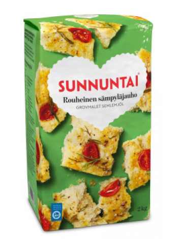 Смесь мучная Sunnuntai Rouheinen Sämpyläjauho грубого помола для булочек 2кг